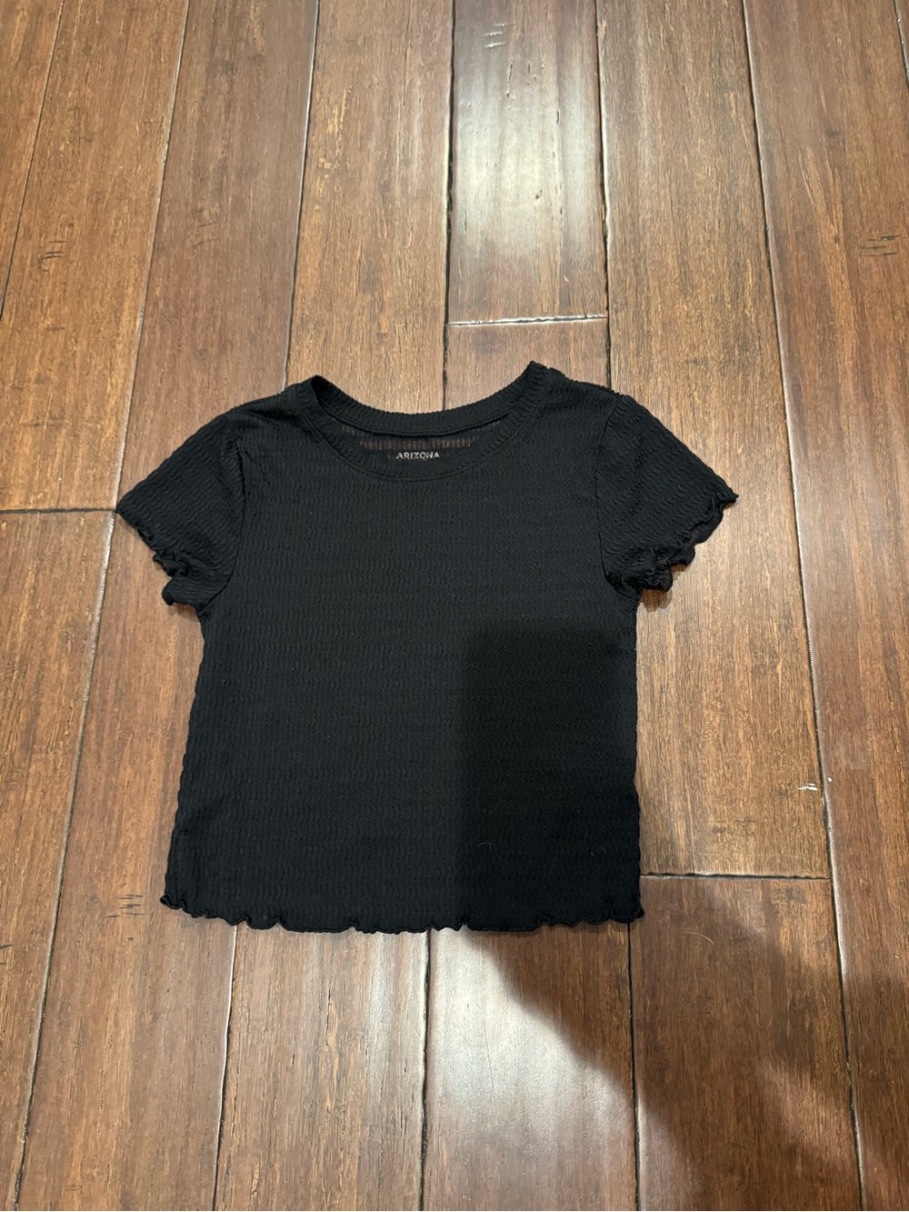 Arizona Jean Company Black Ribbed Lettuce-Edge Crop Top